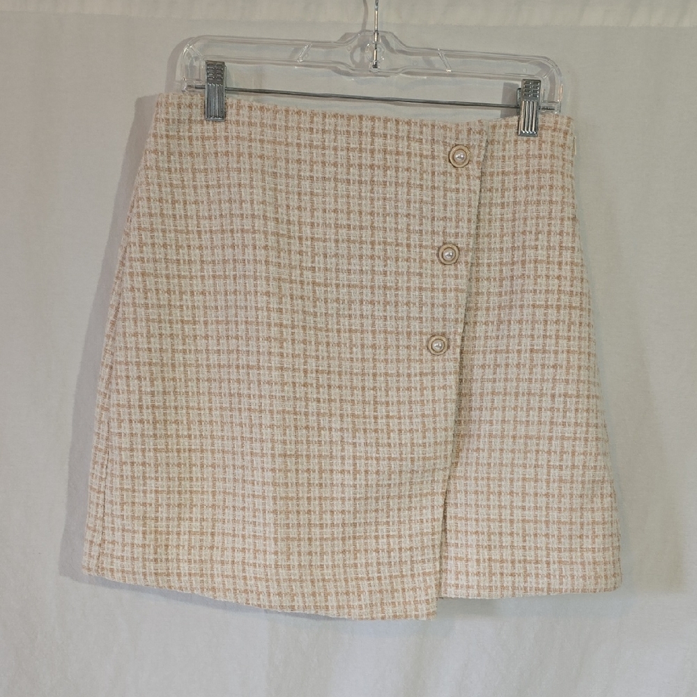 Marc New York Cream Faux Wrap Mini Skirt